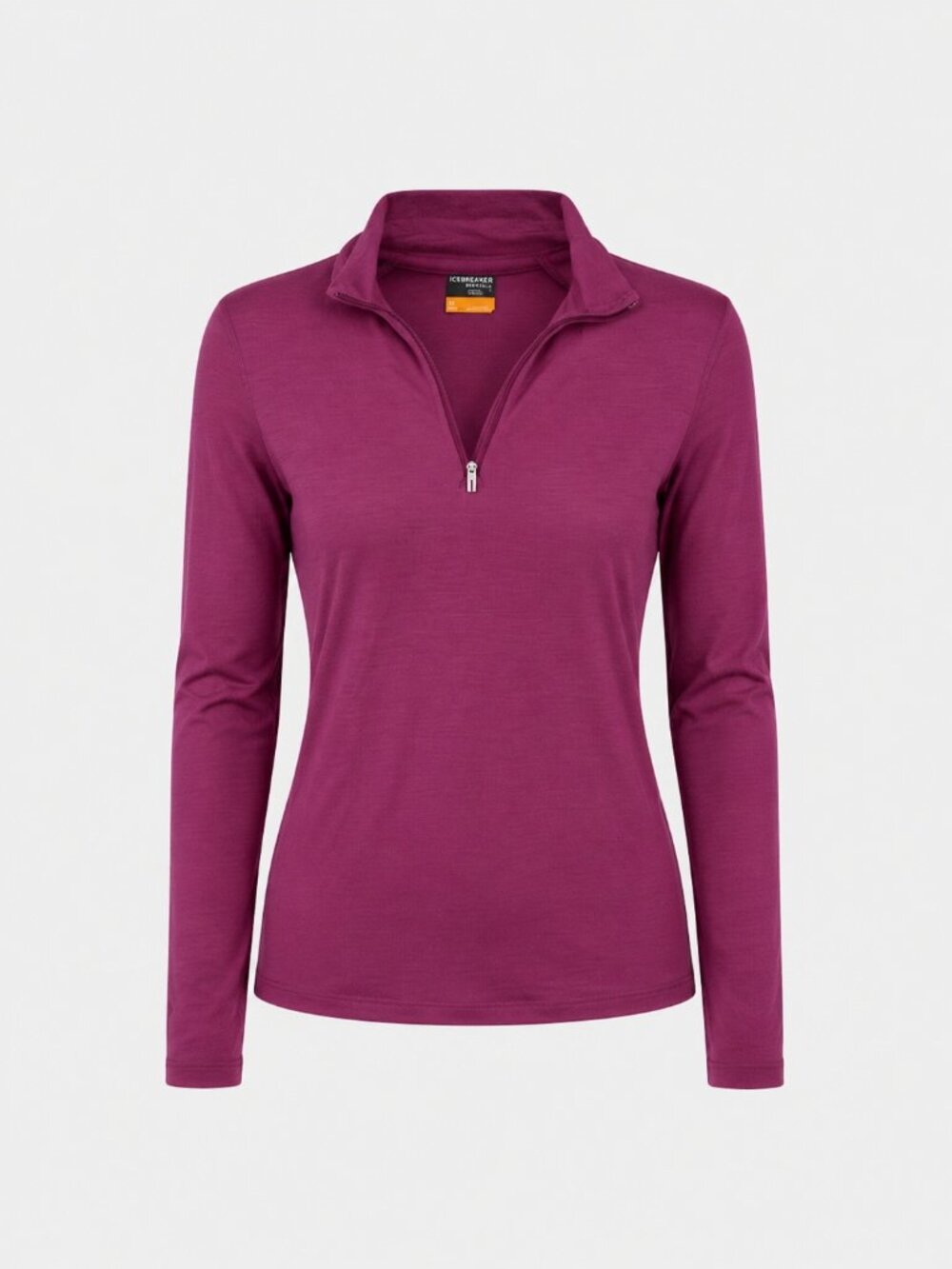 ICEBREAKER Merino Wool 2 Half Zip Base Layer Long Sleeve Magenta Pink Top L